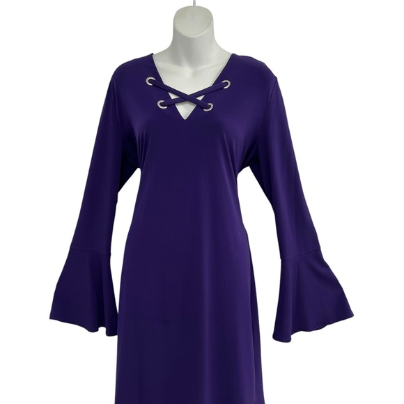 Michael Michael Kors Deep Purple Long Sleeve Dress with Flare in Size XL - Picture 11 of 11